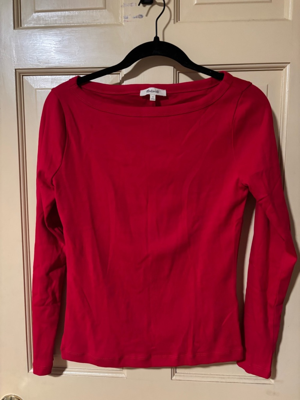 Madewell Red Long Sleeve Boatneck Tee